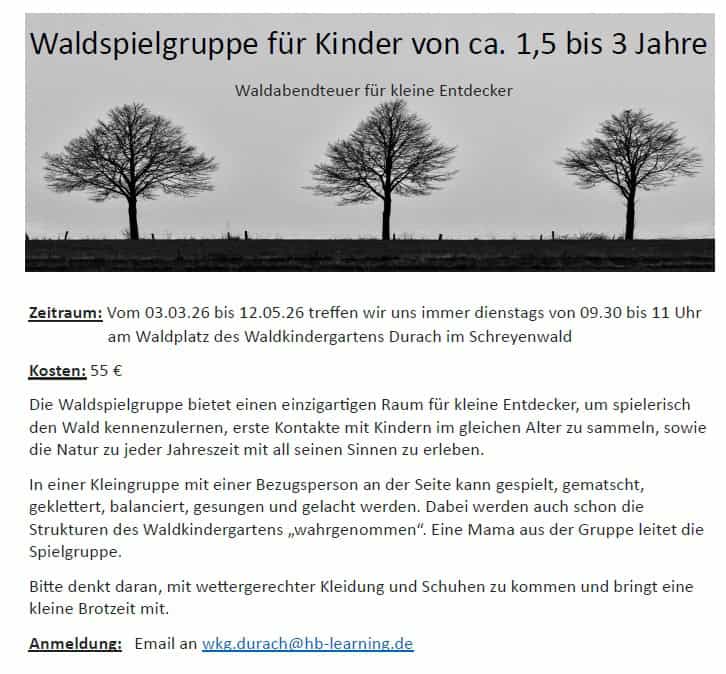 Stellenanzeige Waldkindergarten Durach 