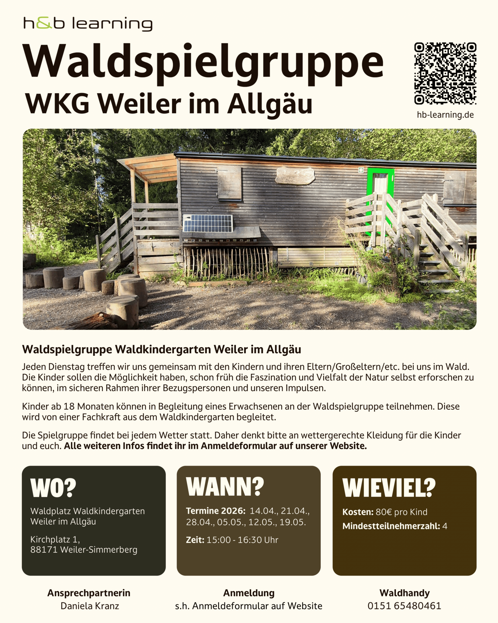 Waldspielgruppe im WKG Weiler immer Dienstags um 15 Uhr vom 14.04. bis 19.05.26