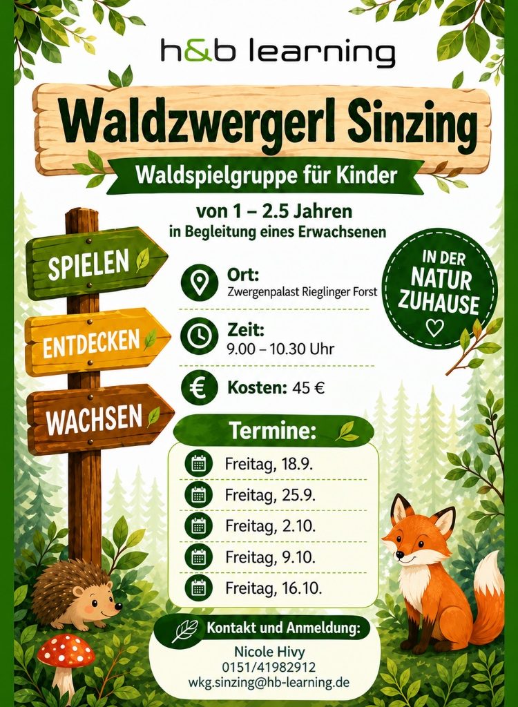 Informationen zur Waldspielgruppe im Waldkindergarten Sinzing.